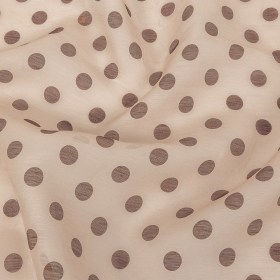 Famous Australian Designer Nude and Cocoa Polka Dotted Linen and Silk Organza Famous Australian Designer Nude and Cocoa Polka Dotted Linen and Silk Organza