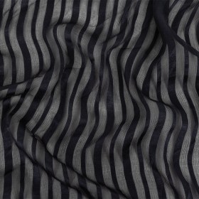 Famous Australian Designer French Navy Crinkled Silk Chiffon with Twill Stripes Famous Australian Designer French Navy Crinkled Silk Chiffon with Twill Stripes