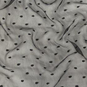 Famous Australian Designer Black Embroidered Dots Crinkled Silk Chiffon Famous Australian Designer Black Embroidered Dots Crinkled Silk Chiffon