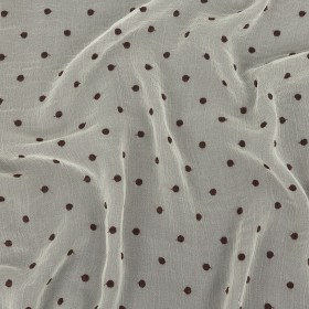 Famous Australian Designer Coconut Milk and Chocolate Embroidered Dots Crinkled Silk Georgette Famous Australian Designer Coconut Milk and Chocolate Embroidered Dots Crinkled Silk Georgette