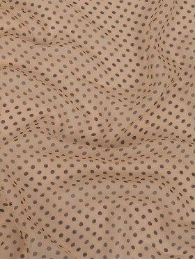 Famous Australian Designer Peach and Charcoal Polka Dotted Crinkled Silk Chiffon Famous Australian Designer Peach and Charcoal Polka Dotted Crinkled Silk Chiffon