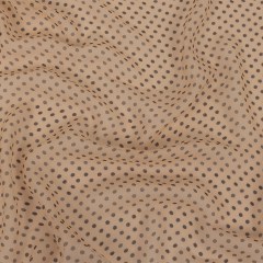 Famous Australian Designer Peach and Charcoal Polka Dotted Crinkled Silk Chiffon Famous Australian Designer Peach and Charcoal Polka Dotted Crinkled Silk Chiffon