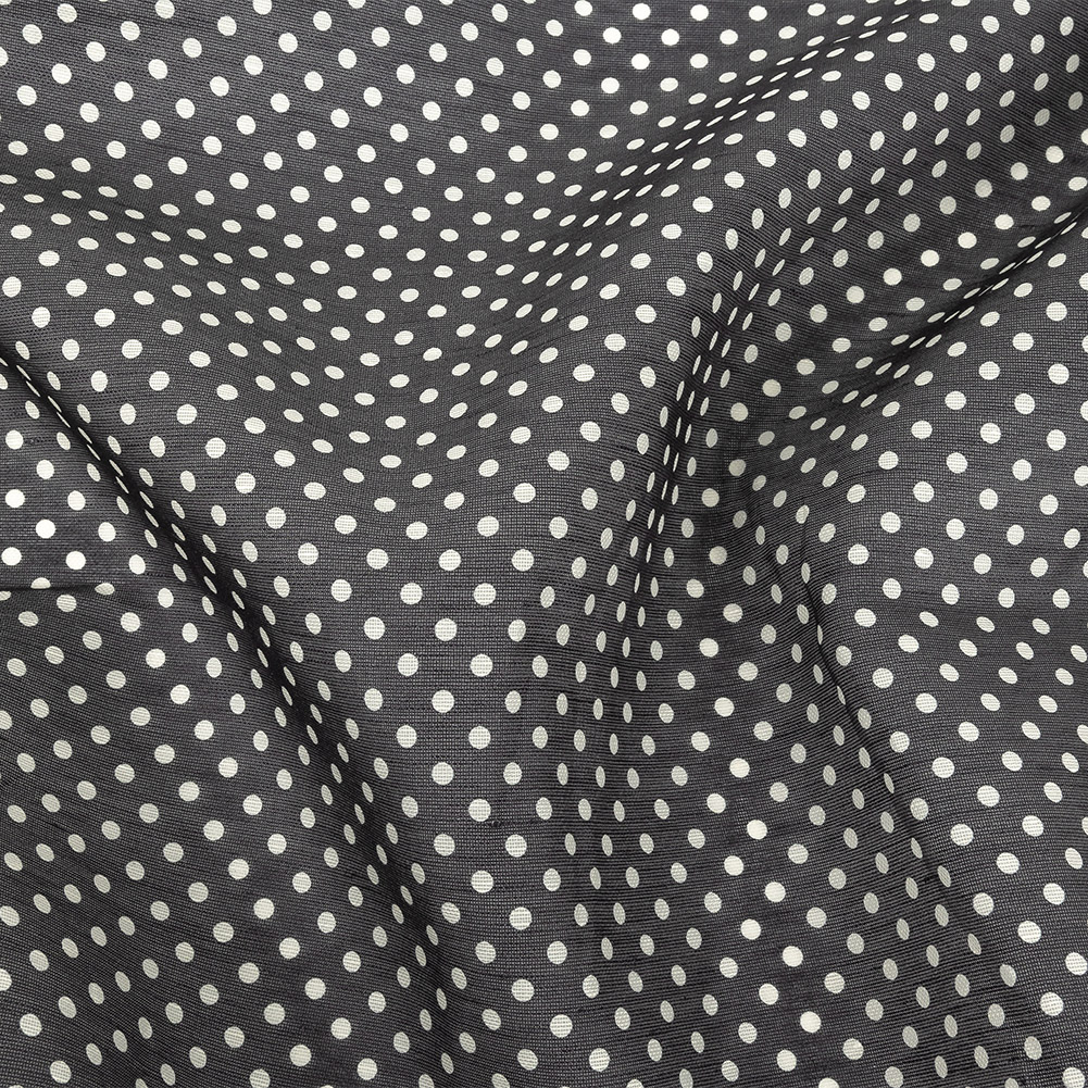 Famous Australian Designer Black Onyx and Snow White Polka Dotted Linen and Silk Organza Famous Australian Designer Black Onyx and Snow White Polka Dotted Linen and Silk Organza
