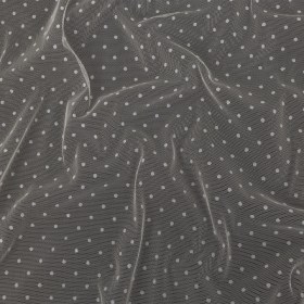 Famous Australian Designer Cream Flocked Dots Polyester Mesh Famous Australian Designer Cream Flocked Dots Polyester Mesh