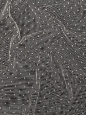 Famous Australian Designer Cream Flocked Dots Polyester Mesh Famous Australian Designer Cream Flocked Dots Polyester Mesh