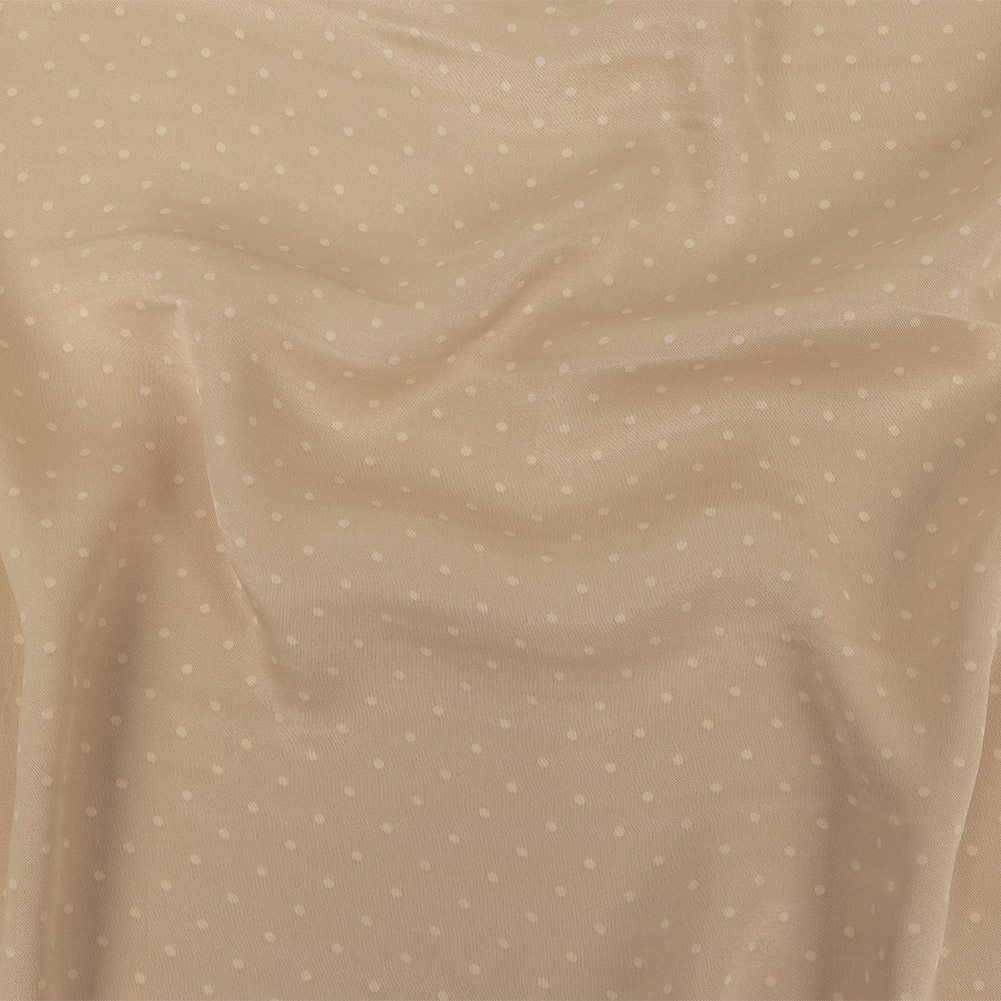 Famous Australian Designer Pink Tint Polka Dotted Shiny Viscose Twill Famous Australian Designer Pink Tint Polka Dotted Shiny Viscose Twill