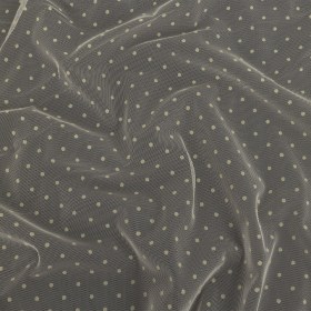 Famous Australian Designer Lemon Icing Polyester Mesh with Flocked Polka Dots Famous Australian Designer Lemon Icing Polyester Mesh with Flocked Polka Dots