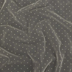 Famous Australian Designer Lemon Icing Polyester Mesh with Flocked Polka Dots Famous Australian Designer Lemon Icing Polyester Mesh with Flocked Polka Dots