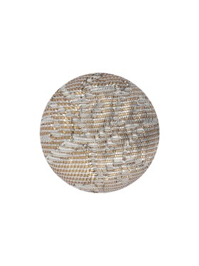 Golden Egg Lurex, Rainy Day and White Abstract Brocade Fabric Covered Domed Shank Back Button – 30L/19mm Golden Egg Lurex, Rainy Day and White Abstract Brocade Fabric Covered Domed Shank Back Button – 30L/19mm