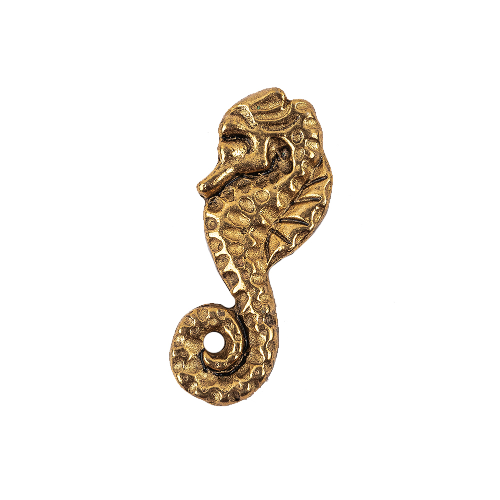 Vintage Antique Gold Seahorse Cast Metal Button – 42L/27mm Vintage Antique Gold Seahorse Cast Metal Button – 42L/27mm