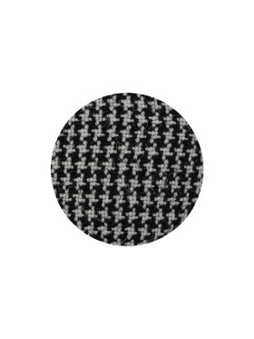 Black and White Houndstooth Fabric Covered Silk, Wool and Metal Sew On Button – 30L/19mm Black and White Houndstooth Fabric Covered Silk, Wool and Metal Sew On Button – 30L/19mm