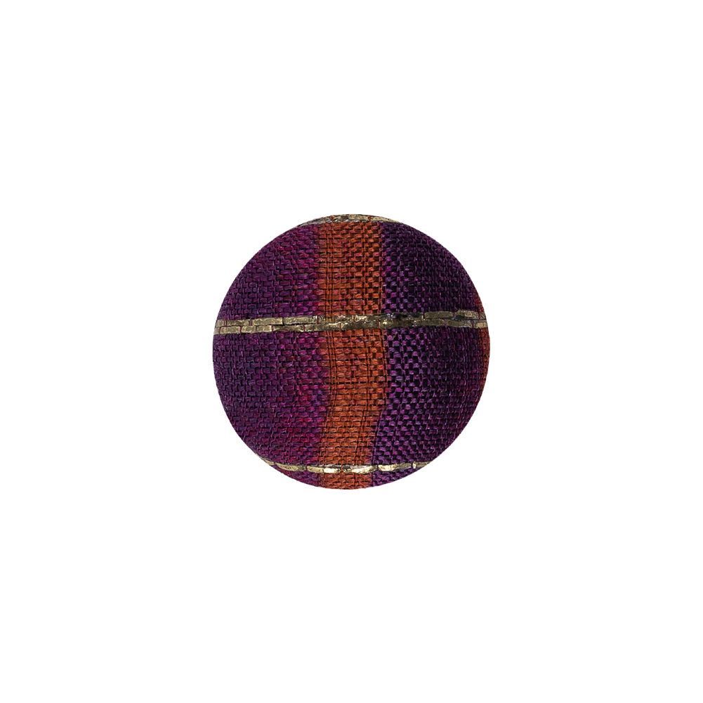 Deep Purple, Orange and Glitteratti Lurex Striped Fabric Covered Rayon Blend Sew On Button – 24L/15mm Deep Purple, Orange and Glitteratti Lurex Striped Fabric Covered Rayon Blend Sew On Button – 24L/15mm