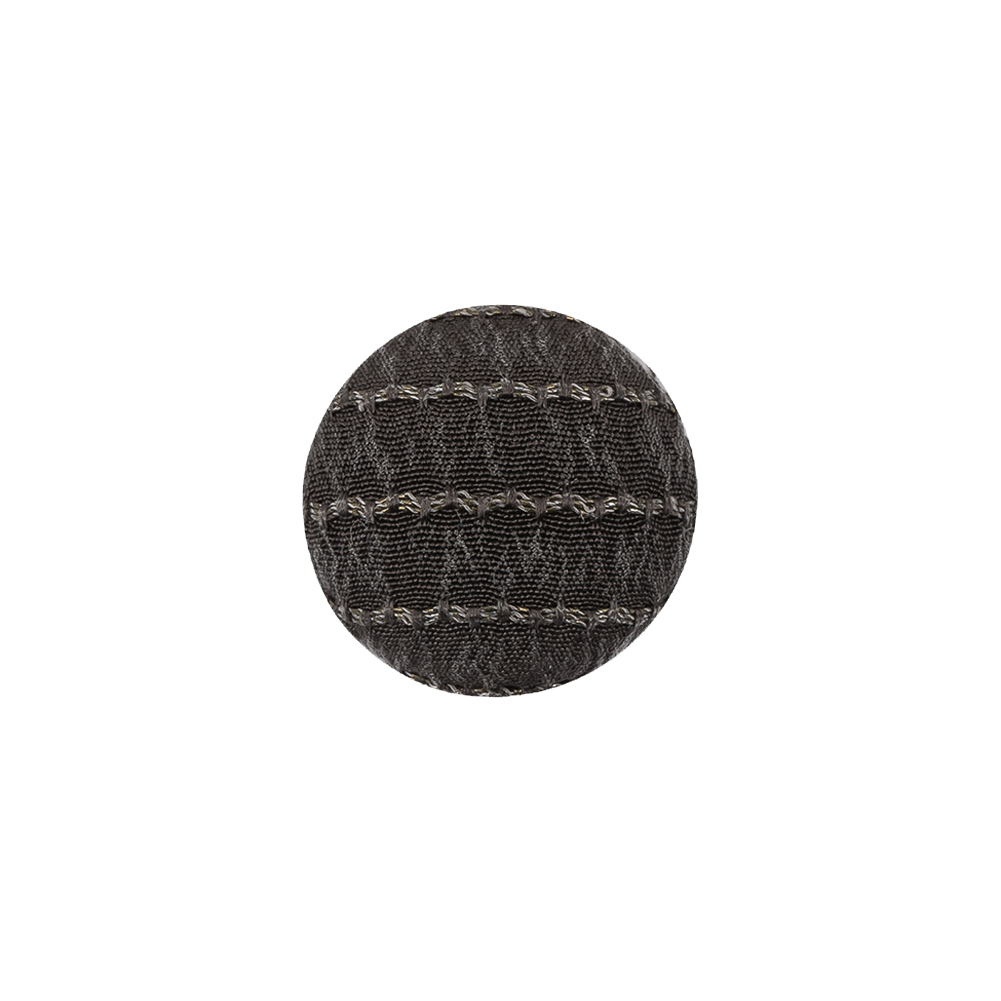 Gray and Chrome Lurex Striated Satin Fabric Covered Silk and Metal Sew On Button – 24L/15mm Gray and Chrome Lurex Striated Satin Fabric Covered Silk and Metal Sew On Button – 24L/15mm