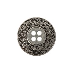 Italian Silver Floral Metal Button – 36L/23mm Italian Silver Floral Metal Button – 36L/23mm