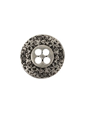 Italian Silver Floral Metal Button – 24L/15mm Italian Silver Floral Metal Button – 24L/15mm