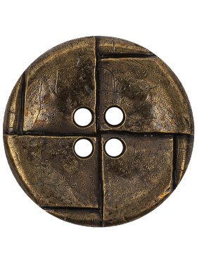 Italian Antique Brass Embossed Four Hole Saucer Button – 44L/28mm Italian Antique Brass Embossed Four Hole Saucer Button – 44L/28mm