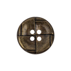 Italian Antique Brass Embossed Four Hole Saucer Button – 36L/23mm Italian Antique Brass Embossed Four Hole Saucer Button – 36L/23mm