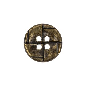 Italian Antique Brass Embossed Four Hole Saucer Button – 30L/19mm Italian Antique Brass Embossed Four Hole Saucer Button – 30L/19mm
