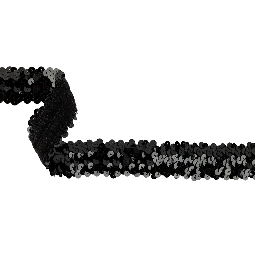 Black Stretch Sequins Trim – 1.25″ Black Stretch Sequins Trim – 1.25″