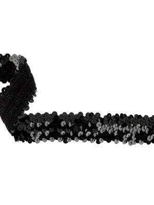 Black Stretch Sequins Trim – 1.25″ Black Stretch Sequins Trim – 1.25″