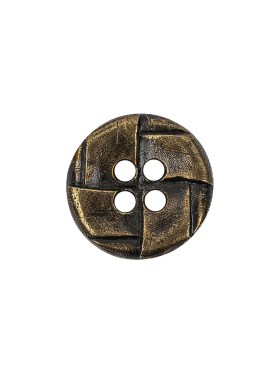 Italian Antique Brass Embossed Four Hole Saucer Button – 24L/15mm Italian Antique Brass Embossed Four Hole Saucer Button – 24L/15mm