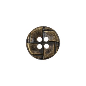 Italian Antique Brass Embossed Four Hole Saucer Button – 24L/15mm Italian Antique Brass Embossed Four Hole Saucer Button – 24L/15mm