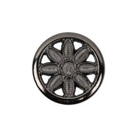 Italian Gunmetal Floral Shank Back Button – 36L/23mm Italian Gunmetal Floral Shank Back Button – 36L/23mm