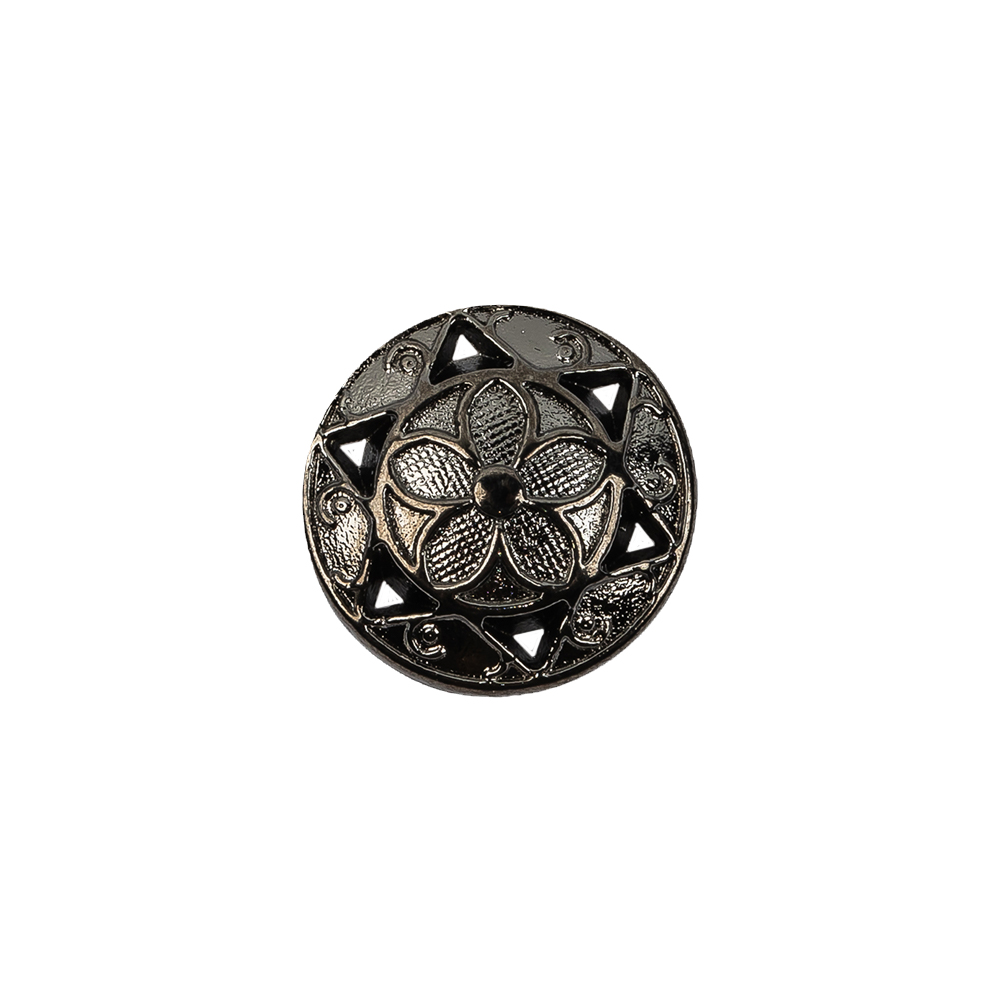 Italian Gunmetal Floral Shank Back Button – 24L/15mm Italian Gunmetal Floral Shank Back Button – 24L/15mm