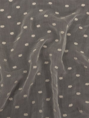 Famous Australian Designer Tofu Crinkled Silk Chiffon with Embroirdered Dots Famous Australian Designer Tofu Crinkled Silk Chiffon with Embroirdered Dots