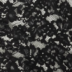 Floral Corded Lace with Scalloped Eyelash Edges by Oscar de la Renta – Black Floral Corded Lace with Scalloped Eyelash Edges by Oscar de la Renta – Black