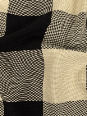 Italian Large-Scale Black and White Asparagus Buffalo Check Cotton Basketweave Italian Large-Scale Black and White Asparagus Buffalo Check Cotton Basketweave