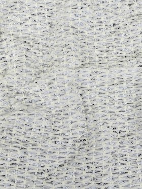 White Stretch Sequinned Floral Lace with Chevron Ribbon Detailing White Stretch Sequinned Floral Lace with Chevron Ribbon Detailing