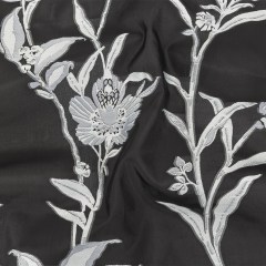 Carolina Herrera Italian Black and Silver Floral Burnout Blended Silk Jacquard Carolina Herrera Italian Black and Silver Floral Burnout Blended Silk Jacquard