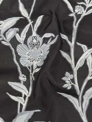Carolina Herrera Italian Black and Silver Floral Burnout Blended Silk Jacquard Carolina Herrera Italian Black and Silver Floral Burnout Blended Silk Jacquard