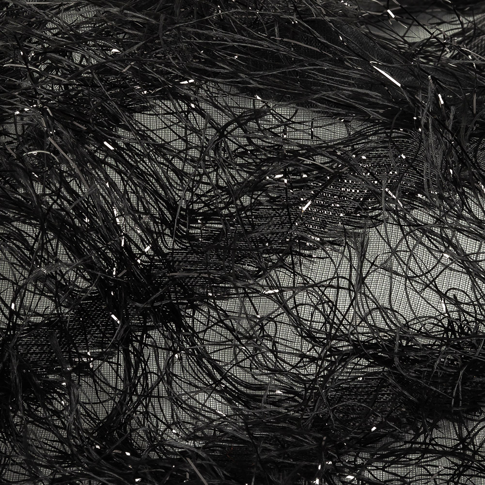 Novelty Metallic Black Regimental Striped Fringe on a Silk Base Novelty Metallic Black Regimental Striped Fringe on a Silk Base