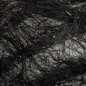 Novelty Metallic Black Regimental Striped Fringe on a Silk Base Novelty Metallic Black Regimental Striped Fringe on a Silk Base