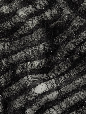 Novelty Metallic Black Regimental Striped Fringe on a Silk Base Novelty Metallic Black Regimental Striped Fringe on a Silk Base