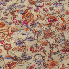 Shell, Red, and Blue Floral Polyester Jersey Shell, Red, and Blue Floral Polyester Jersey