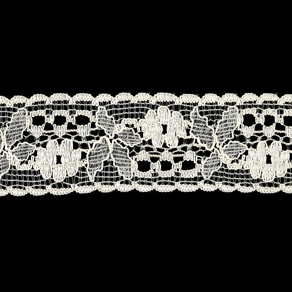 Beige Bordered Lace Trimming - 1.125"