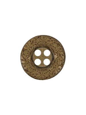 Gold Floral Iridescent Rolled Rim 4-Hole Nylon Button – 24L/15mm Gold Floral Iridescent Rolled Rim 4-Hole Nylon Button – 24L/15mm