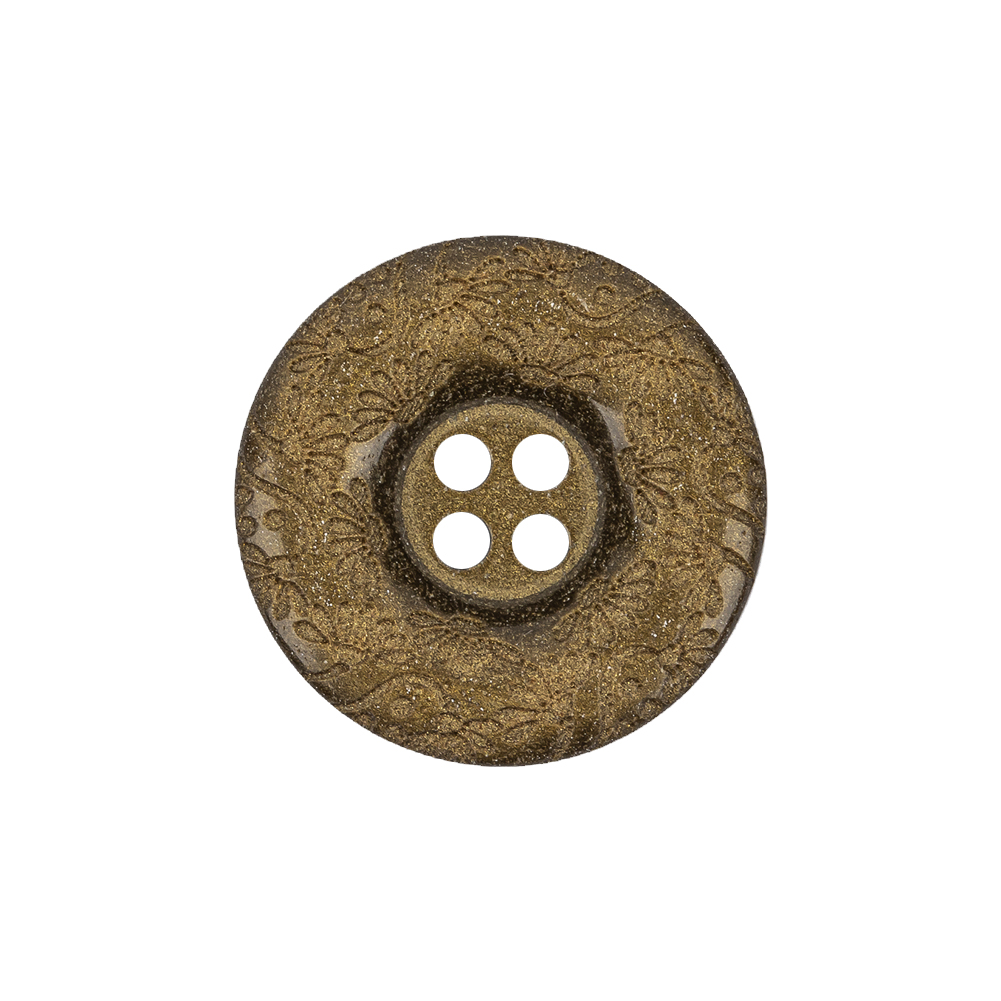 Gold Floral Iridescent Rolled Rim 4-Hole Nylon Button – 36L/23mm Gold Floral Iridescent Rolled Rim 4-Hole Nylon Button – 36L/23mm