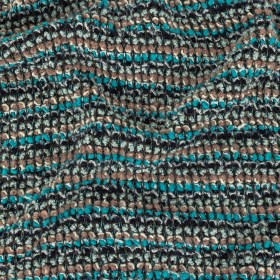 Turquoise, Beige and Navy Striped Chunky Wool Knit Turquoise, Beige and Navy Striped Chunky Wool Knit