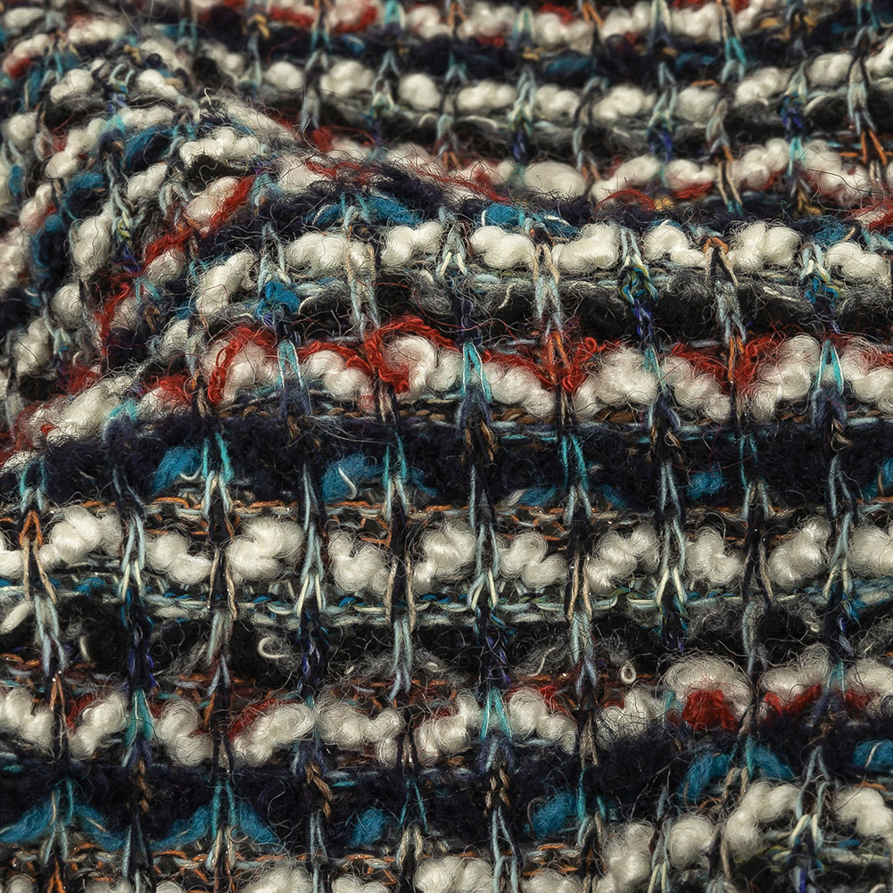 Teal, Russet Brown, and White Striped Chunky Sweater Knit