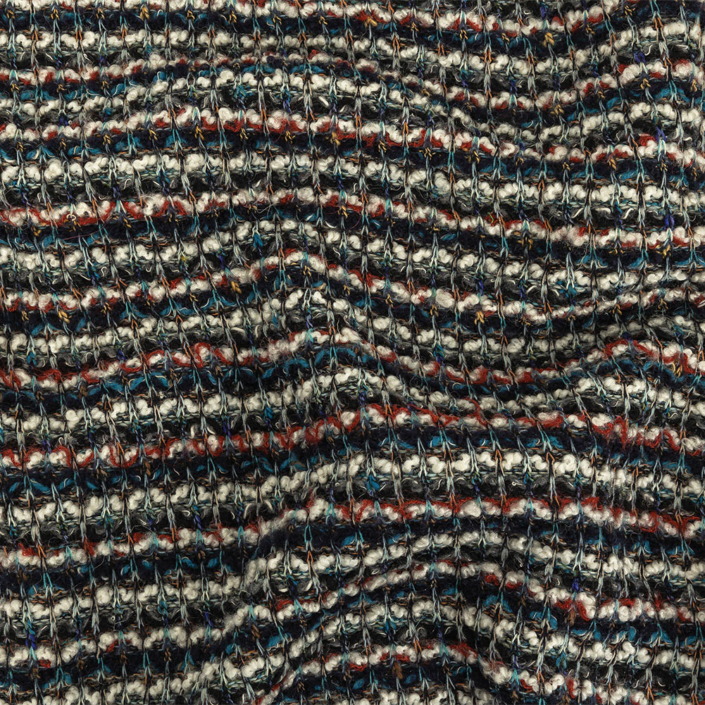 Teal, Russet Brown, and White Striped Chunky Sweater Knit Teal, Russet Brown, and White Striped Chunky Sweater Knit