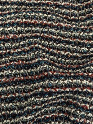 Teal, Russet Brown, and White Striped Chunky Sweater Knit Teal, Russet Brown, and White Striped Chunky Sweater Knit