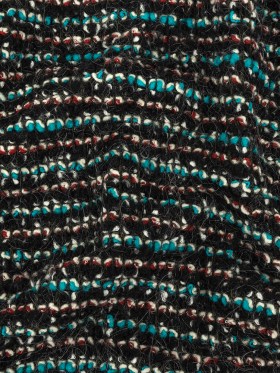 Black, Red, and Algiers Blue Boucled Wool Knit Black, Red, and Algiers Blue Boucled Wool Knit