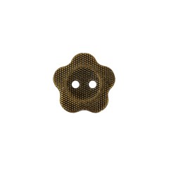 Light Bronze Nailshead Textured 2-Hole Metal Flower Button – 24L/15mm Light Bronze Nailshead Textured 2-Hole Metal Flower Button – 24L/15mm
