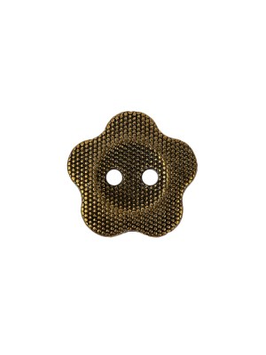 Light Bronze Nailshead Textured 2-Hole Metal Flower Button – 24L/15mm Light Bronze Nailshead Textured 2-Hole Metal Flower Button – 24L/15mm