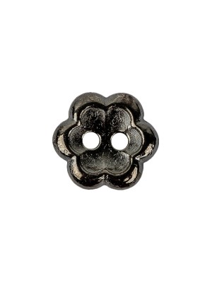 Gunmetal Concave 2-Hole Metal Flower Button – 24L/15mm Gunmetal Concave 2-Hole Metal Flower Button – 24L/15mm
