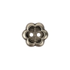 Silver Concave 2-Hole Metal Flower Button – 24L/15mm Silver Concave 2-Hole Metal Flower Button – 24L/15mm